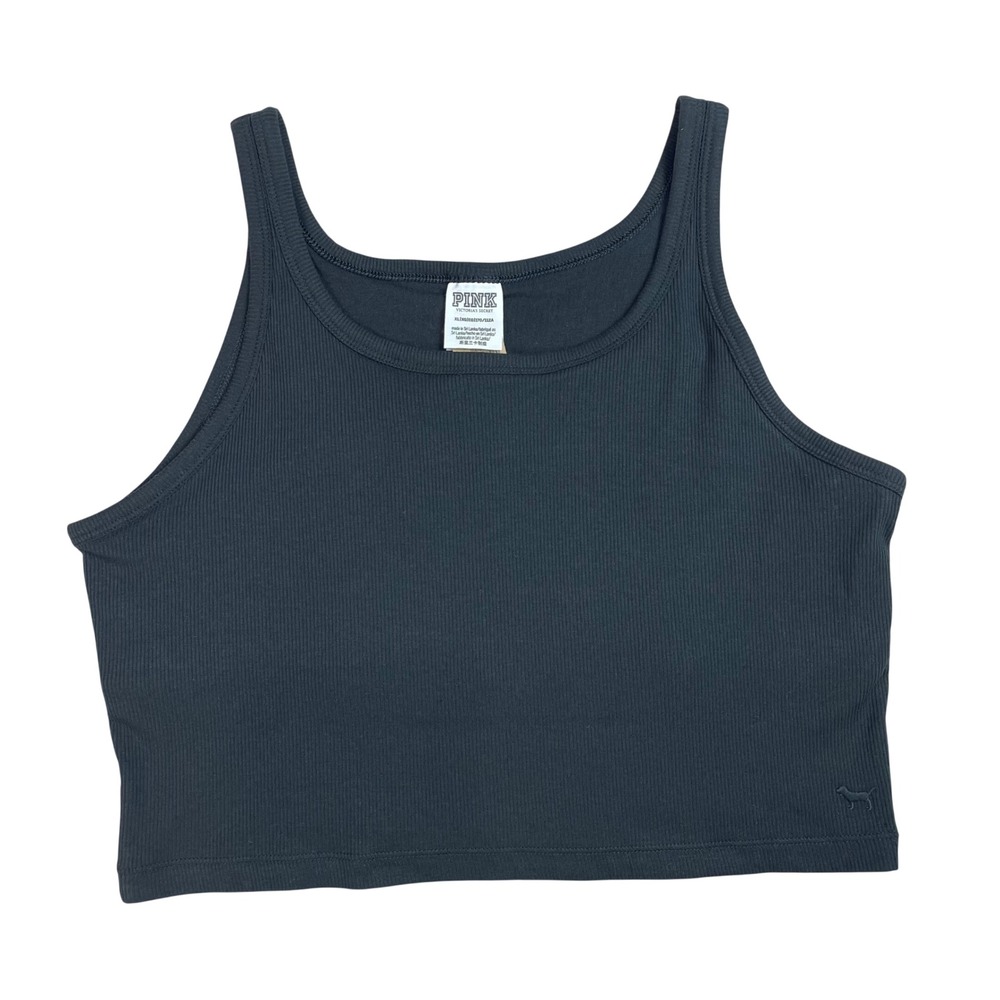 PINK Victoria's Secret Ribbed Cropped Tank Top Gray XL NWT